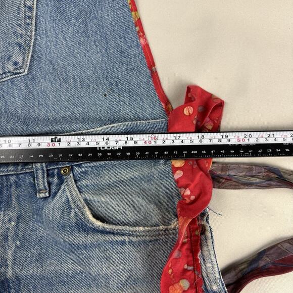 Handmade Upcycled Denim Bib Apron OS Cottagecore Country DIY Artsy Mixed Media - Picture 12 of 14